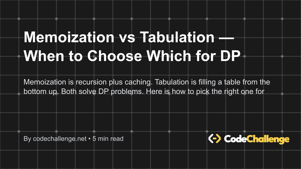 Memoization vs Tabulation — When to Choose Which for DP - Blog thumbnail