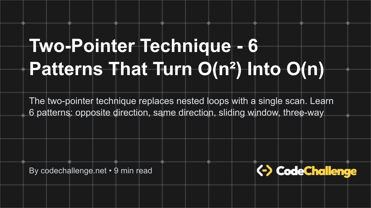 Two-Pointer Technique - 6 Patterns That Turn O(n²) Into O(n)