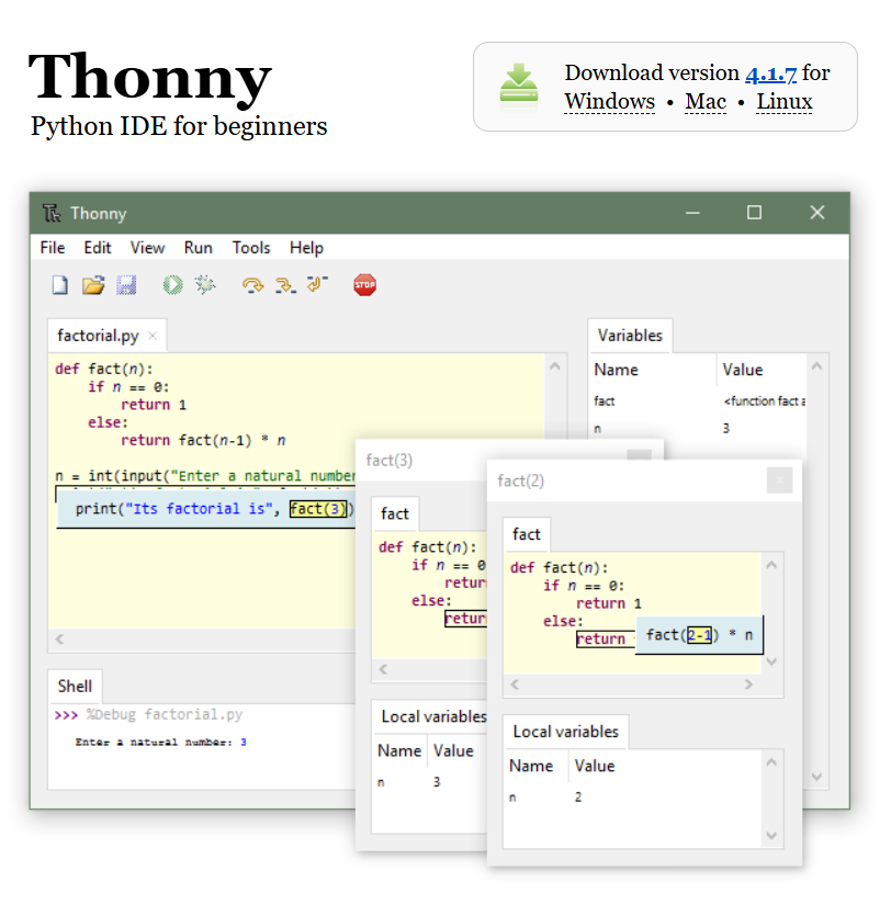 Thonny Python IDE Interface